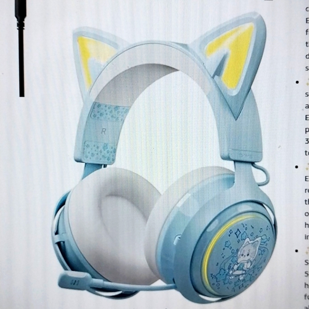 SOMIC Wireless Gaming Headset Blue 3D Light Up Cat Ear Prof Sound PC Games Movie